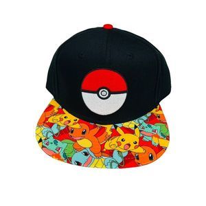 Snapback Pokemon Hat Cap Strap Back Black Pokeball Youth Adjustable OSFM